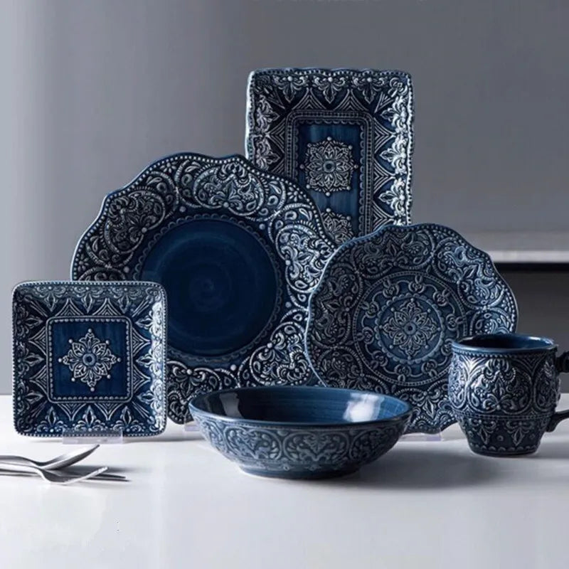 Ceramic Western Dinner Plates Set For Home Hotel Use