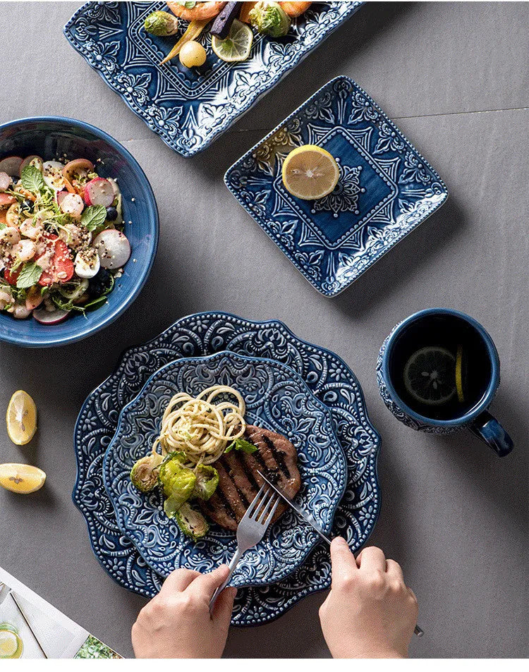 Ceramic Western Dinner Plates Set For Home Hotel Use