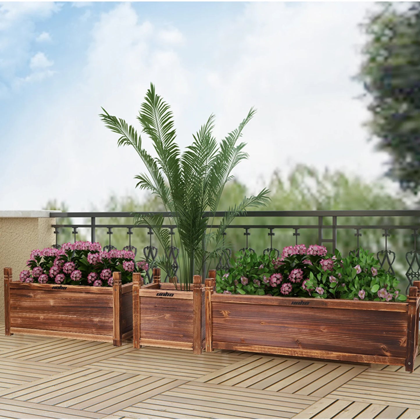 Raised Garden Bed Planter Wood Window Box For Flowers And Vegetables