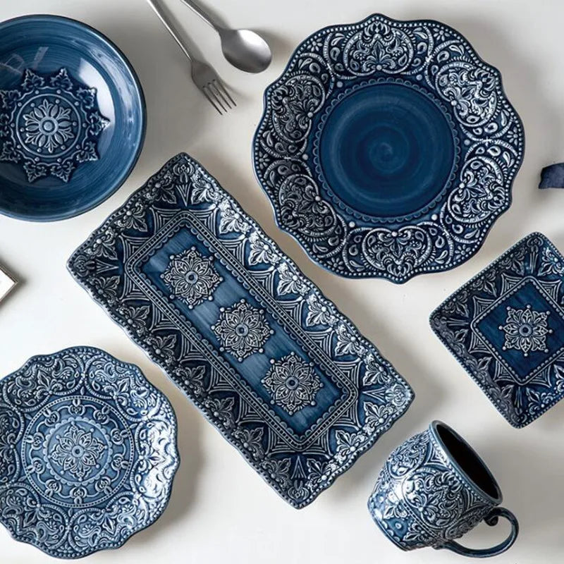 Ceramic Western Dinner Plates Set For Home Hotel Use