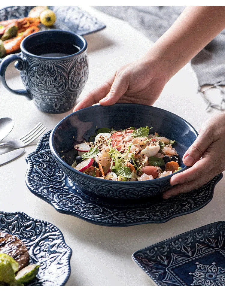 Ceramic Western Dinner Plates Set For Home Hotel Use