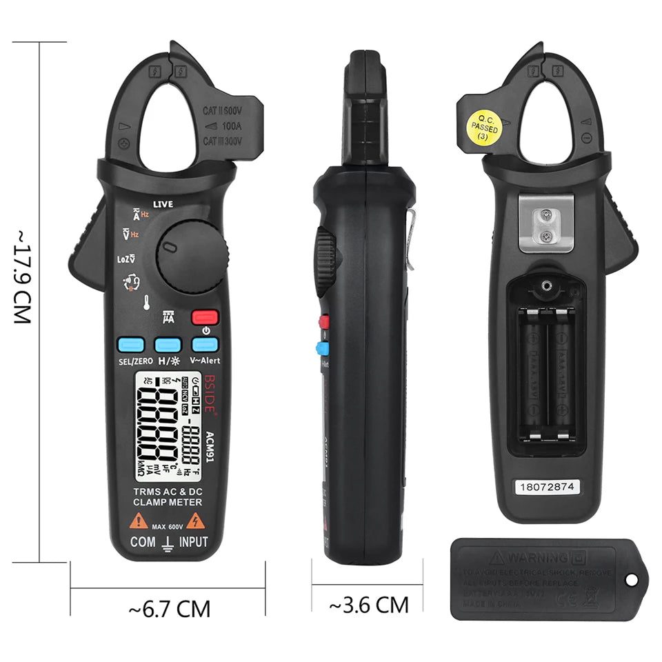 BSIDE ACM91 Digital Clamp Meter 100A Precision Ammeter DC AC