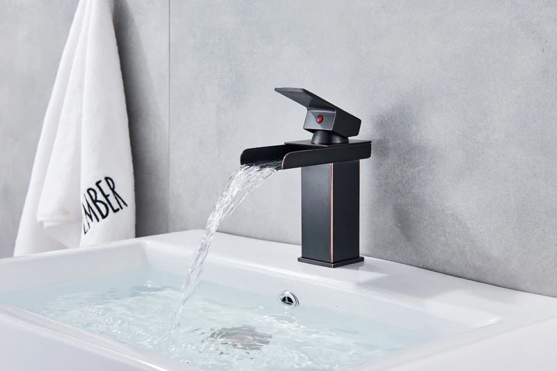 MYQualife Waterfall Bathroom Faucet Deck Mounted Single Hole Mixer Tap