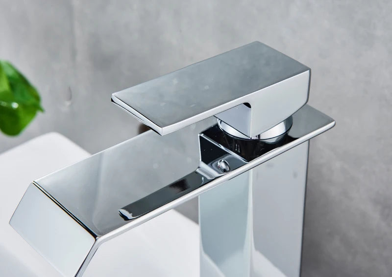 MYQualife Waterfall Bathroom Faucet Deck Mounted Single Hole Mixer Tap