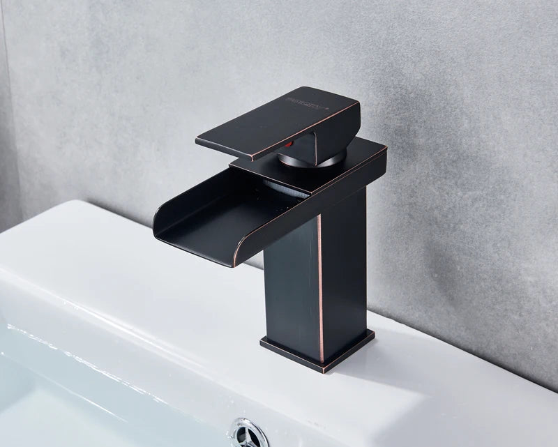 MYQualife Waterfall Bathroom Faucet Deck Mounted Single Hole Mixer Tap