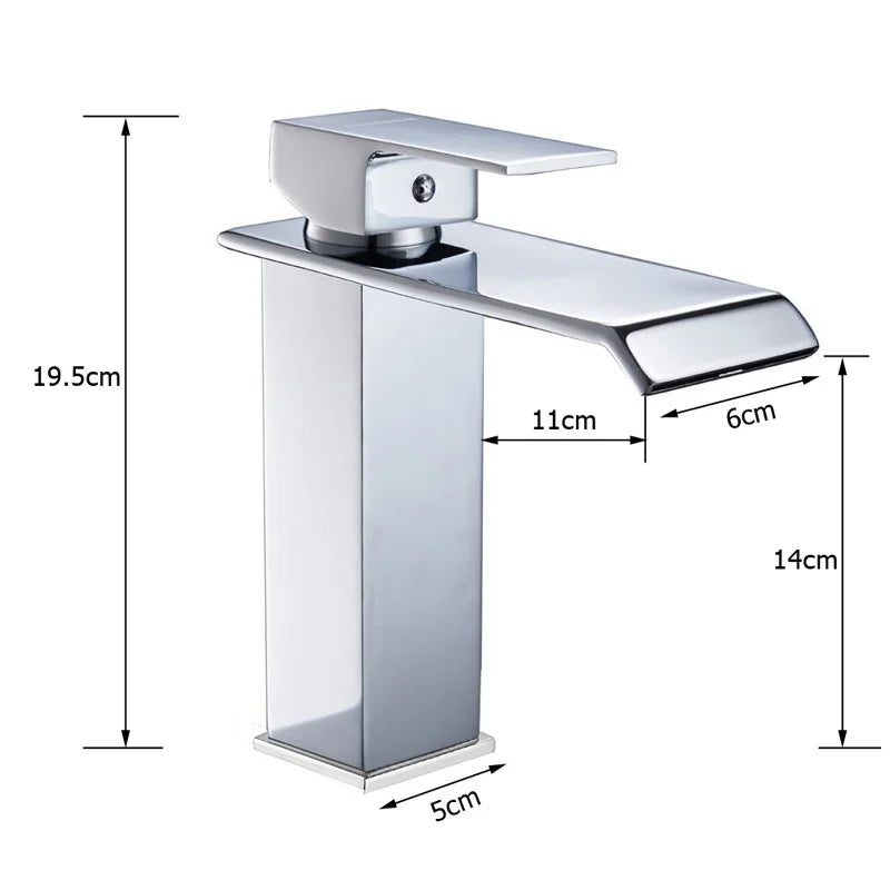 MYQualife Waterfall Bathroom Faucet Deck Mounted Single Hole Mixer Tap