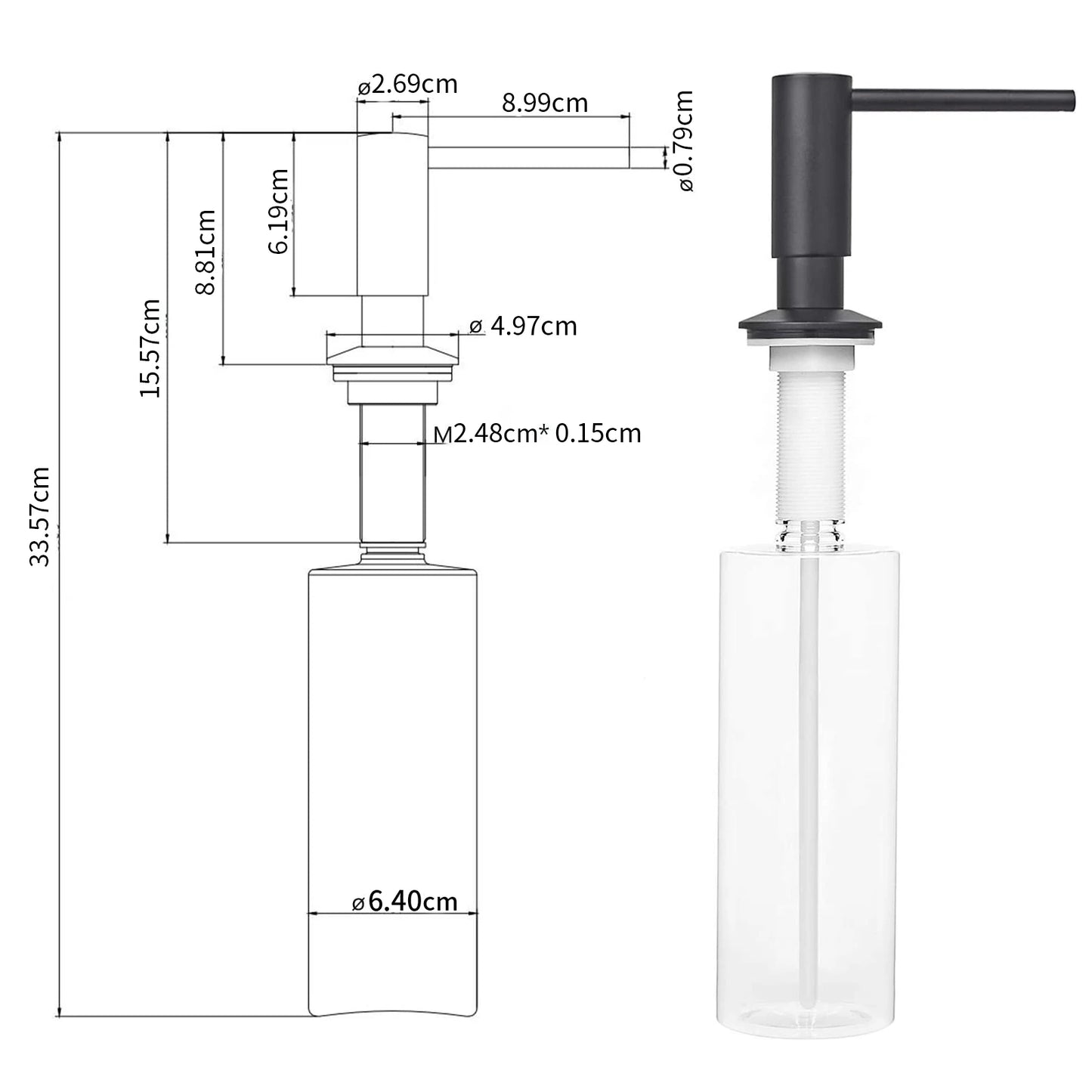Liquid Soap Dispenser With Brass Pump Head And PE Bottle