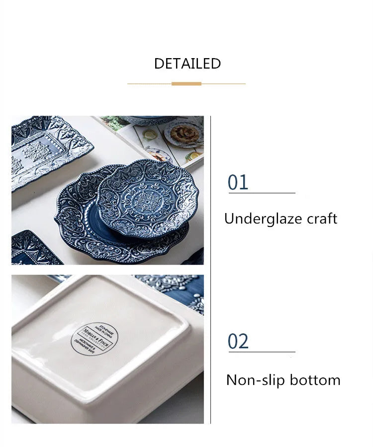 Ceramic Western Dinner Plates Set For Home Hotel Use