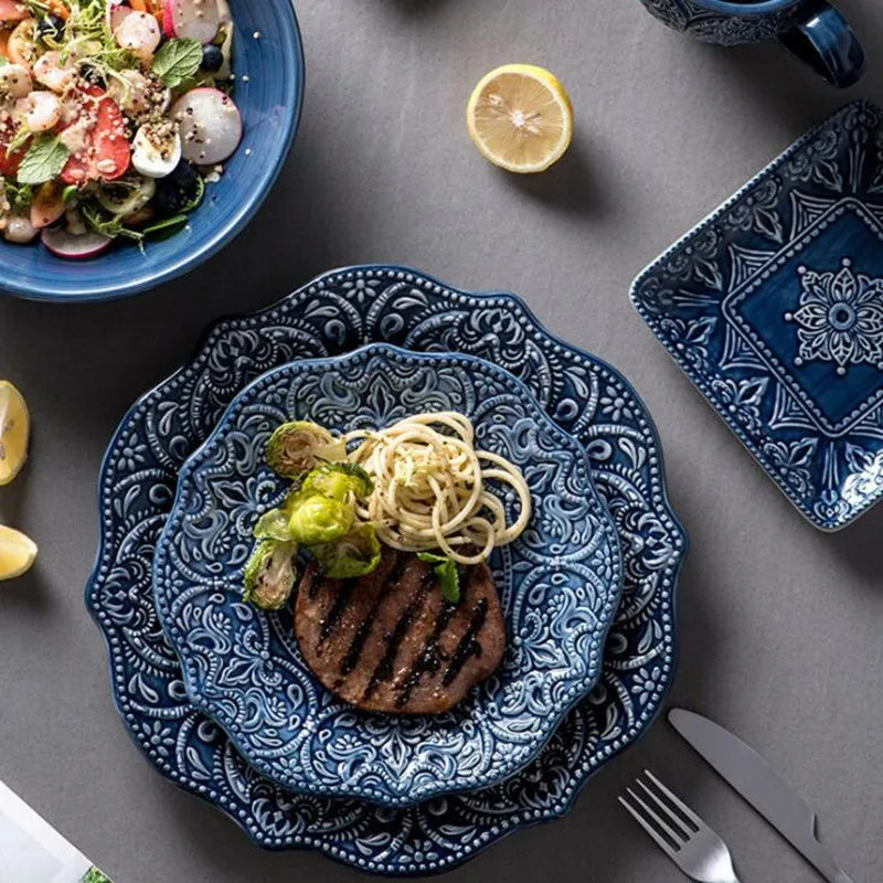 Ceramic Western Dinner Plates Set For Home Hotel Use