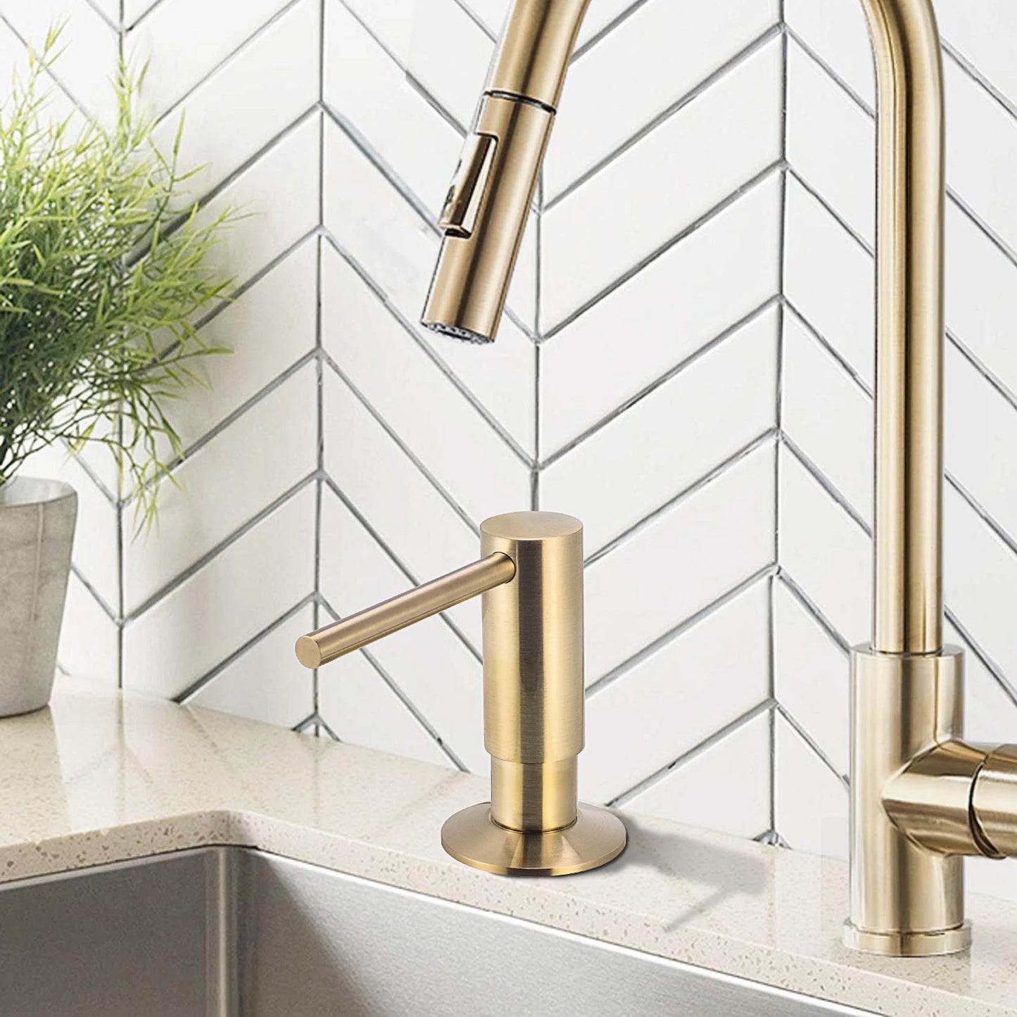 Liquid Soap Dispenser Brass Pump Head Built In Bottle