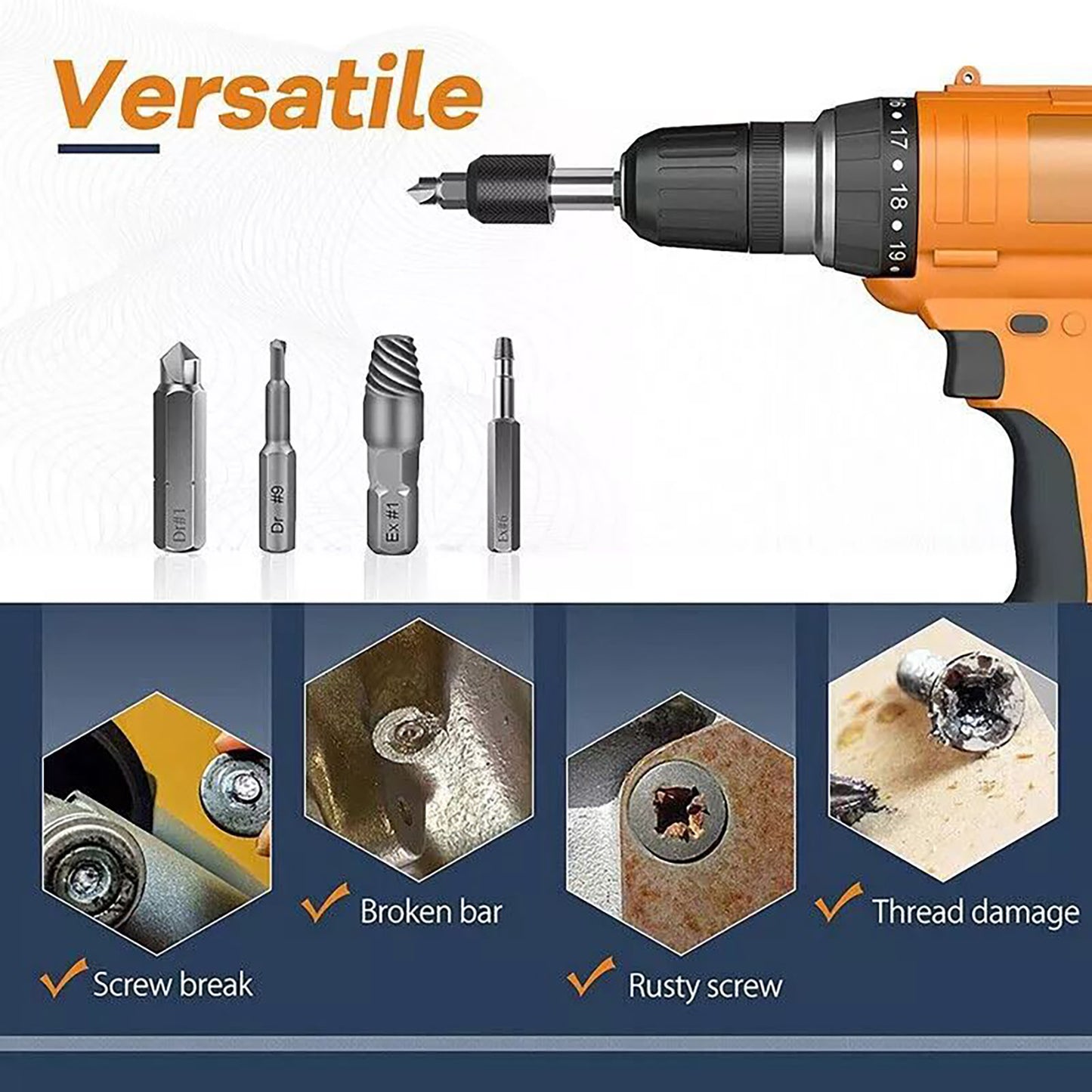 NONEDIY 22Pcs Damaged Screw Extractor Drill Bit Set Allen Bolts