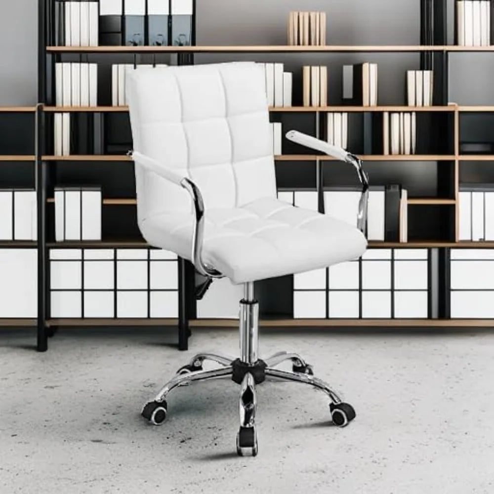 PU Leather Executive Office Chair With Wheels And Armrests Adjustable