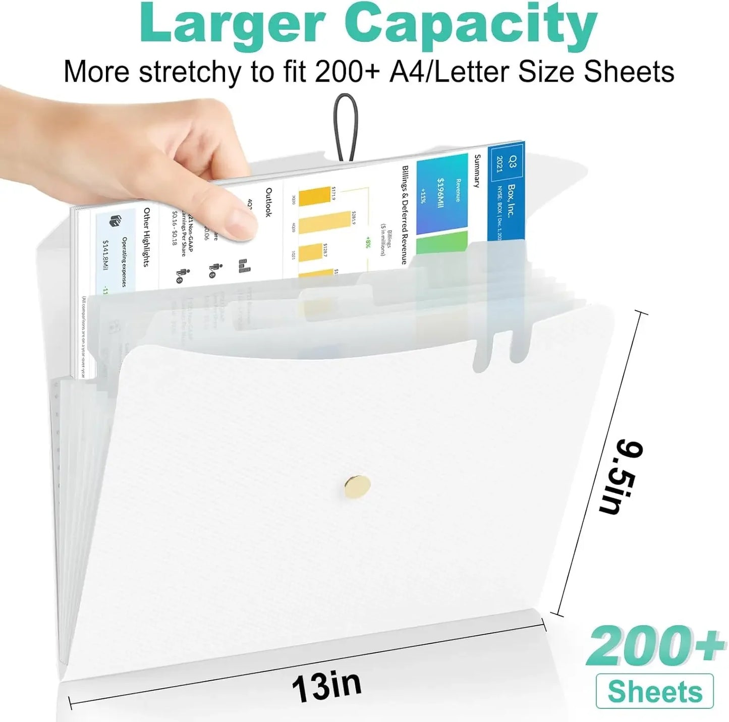 Expandable File Folder With 5 Pockets Polypropylene Organizer Office