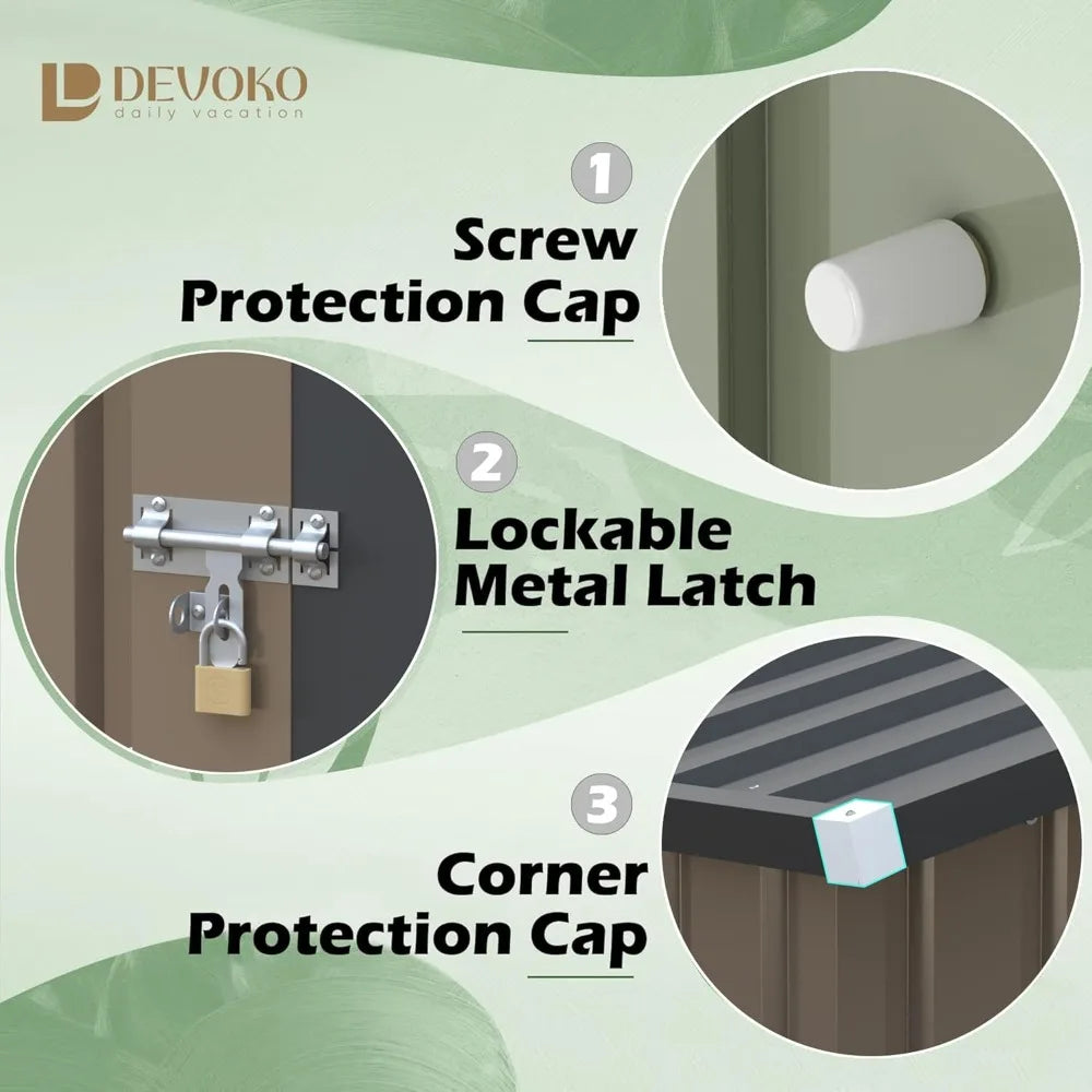 Outdoor Lockable Metal Shed For Garden Storage Anti Corrosion Design