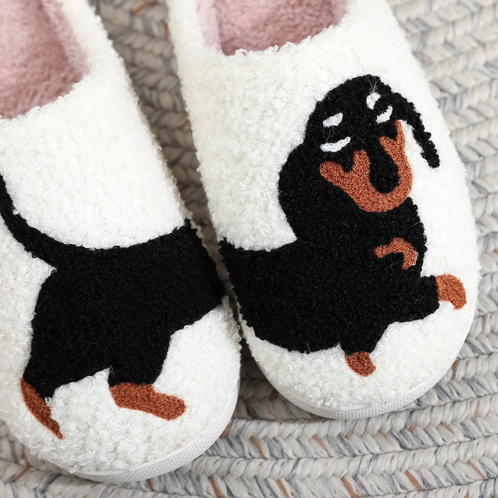 Shunmaii Plush Dachshund Slippers Women Indoor Cozy Warm