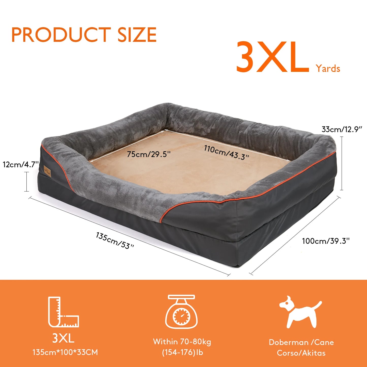 BINGOPAW Dog Bed With Removable Washable Fleece Cover Waterproof