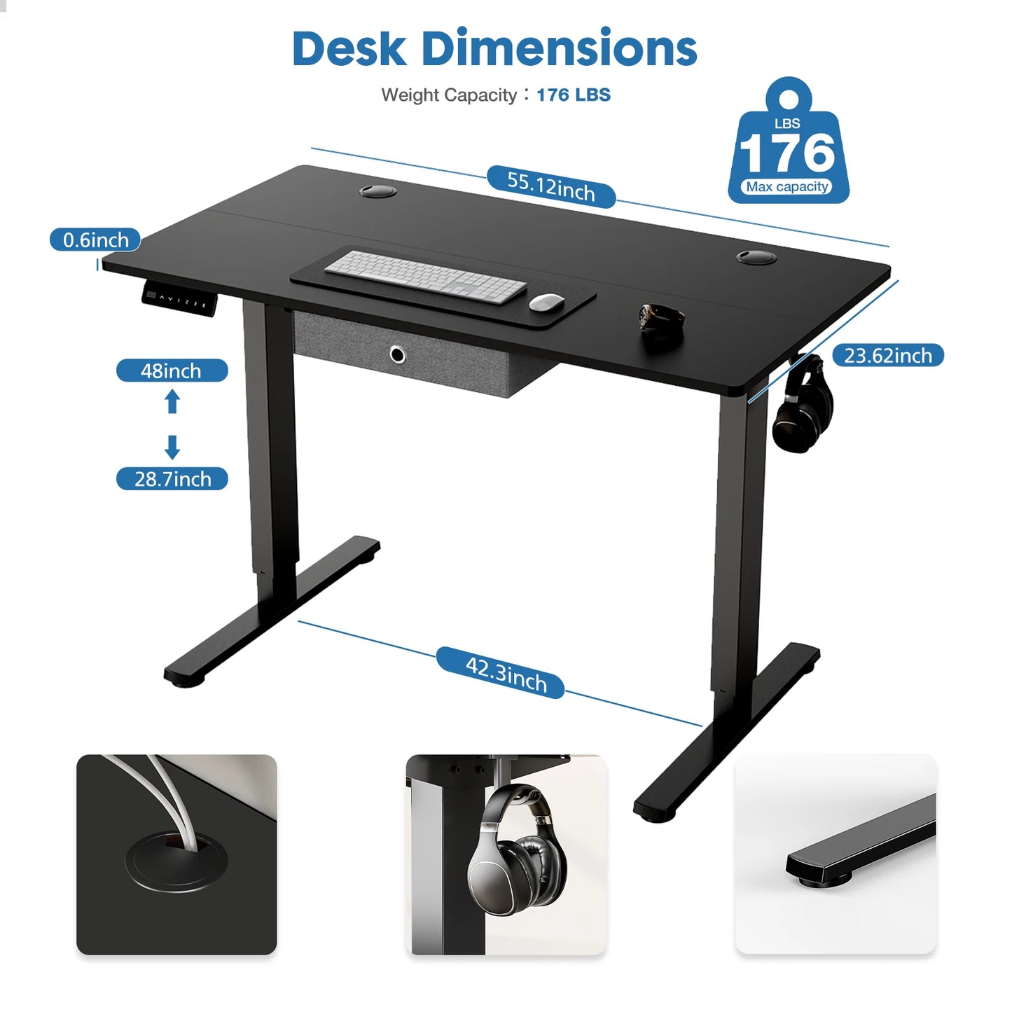 JHK Electric Standing Desk Height Adjustable Ergonomic Office Desk