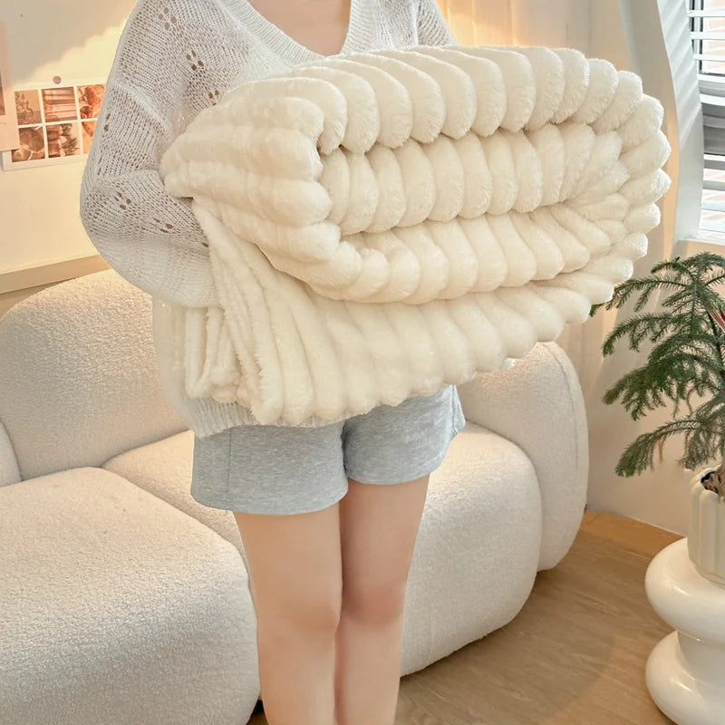 Soft Cashmere Wool Blanket for Sofa Bed with Anti Pilling