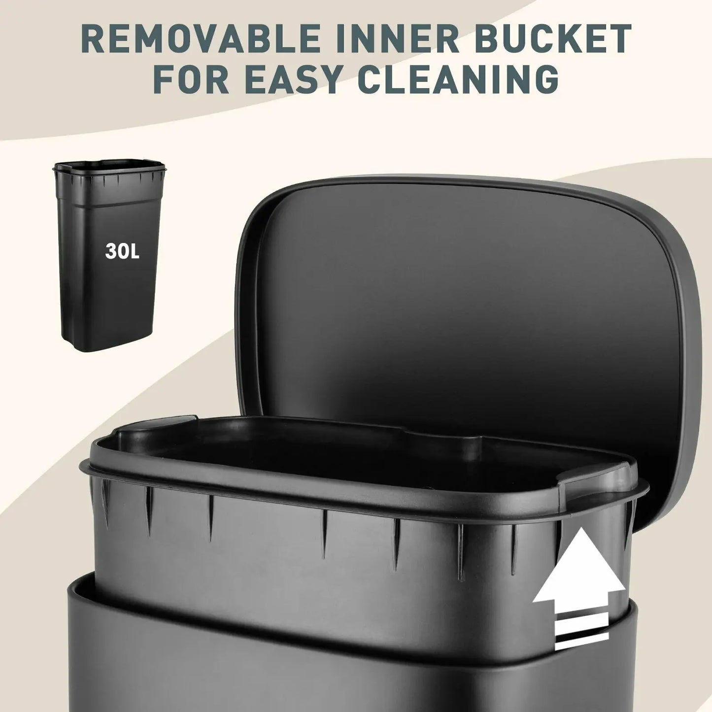 Rectangular Trash Can With Soft Close Pedal Stainless Steel
