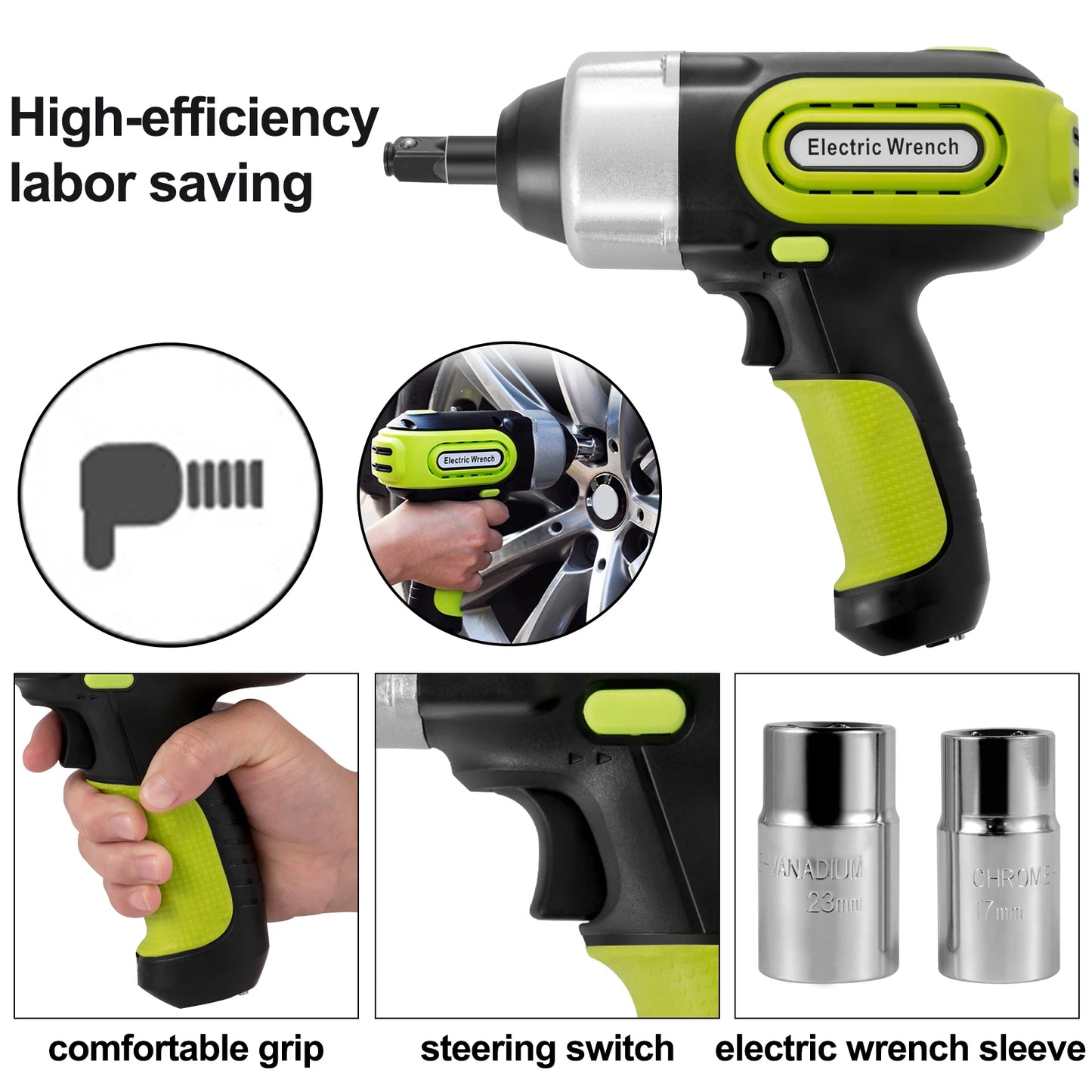 VEVOR Electric Hydraulic Car Jack Kit Impact Wrench LED Light