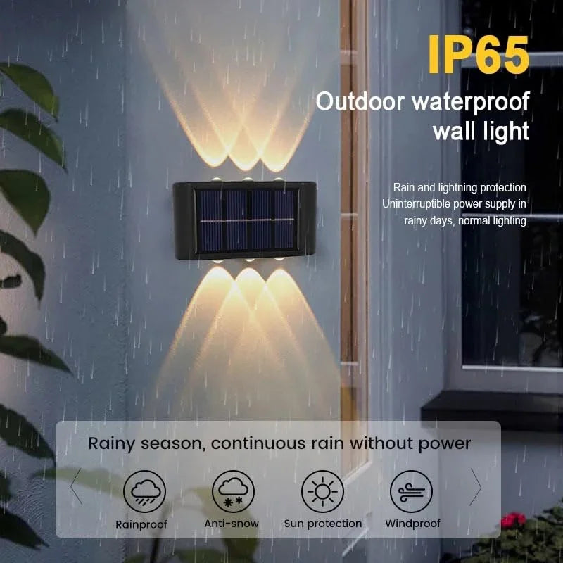 DOUWENXI Solar Powered Garden Wall Light Outdoor Waterproof 6LED Lamp