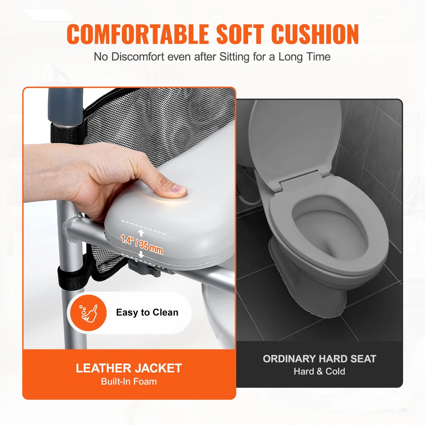 SucceBuy Raised Toilet Seat 7-Position Height Adjustment 19.3" - 25.2" 350lbs Weight Capacity with Comfort Padded Aluminum Frame