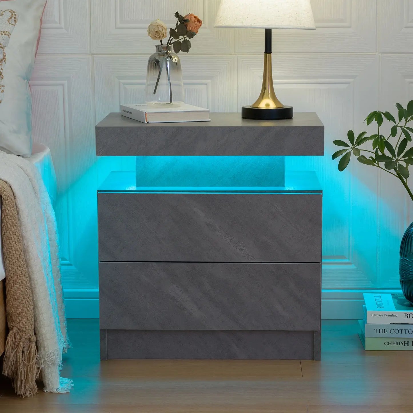 Cubehom LED Nightstands With 2 Drawers And RGB Lights