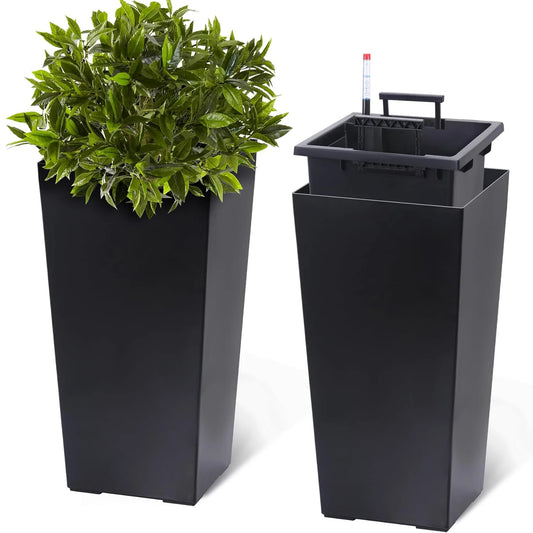 HobbyLane Indoor Outdoor Taper Planter With Shelf Insert Plastic Pots
