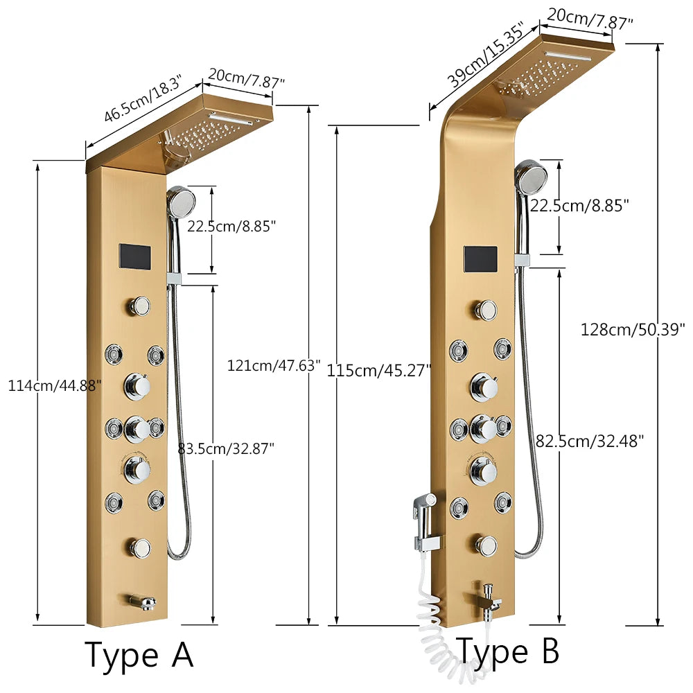 MYQualife Shower Panel LED Light Bath Column With Waterfall Jets