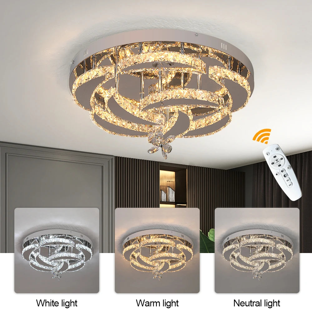 VETRULUS Luxury K9 Crystal Chandelier Modern Ceiling Pendant Light Dimmable