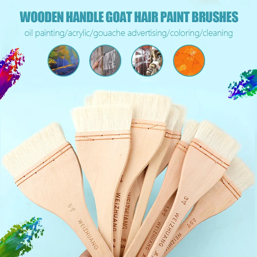 Goat Hair Wooden Handle Paint Brushes For Watercolor And Oil Painting