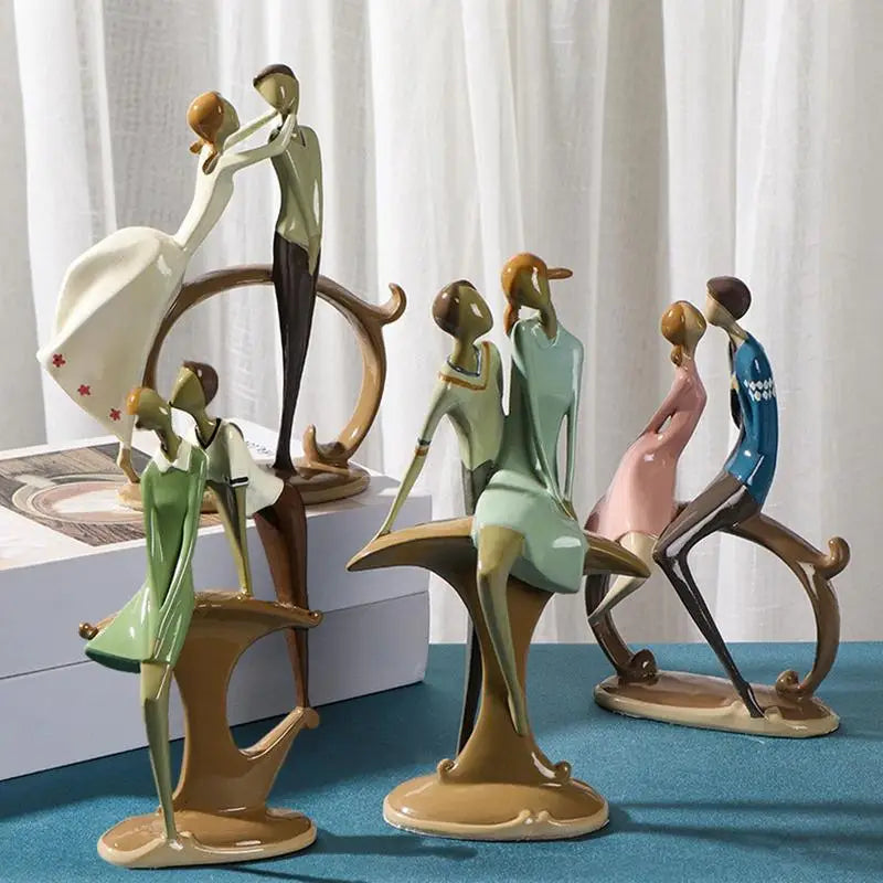 Monokweepjy Couple Sculpture Resin Lovers Figurines Home Decor