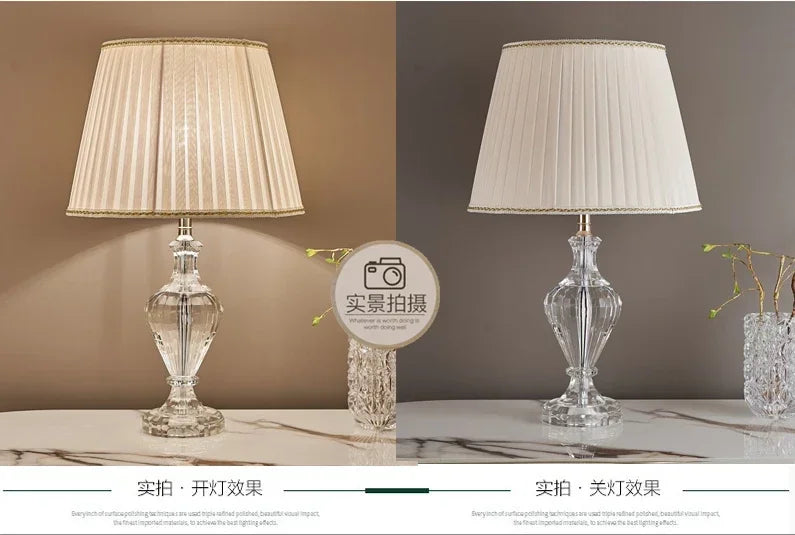 Crystal Table Lamp LED Bedside Light for Modern Bedroom
