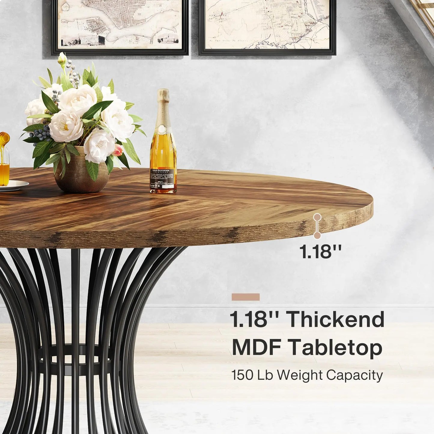 Tribesigns Round Dining Table For 4 To 6 People Farmhouse