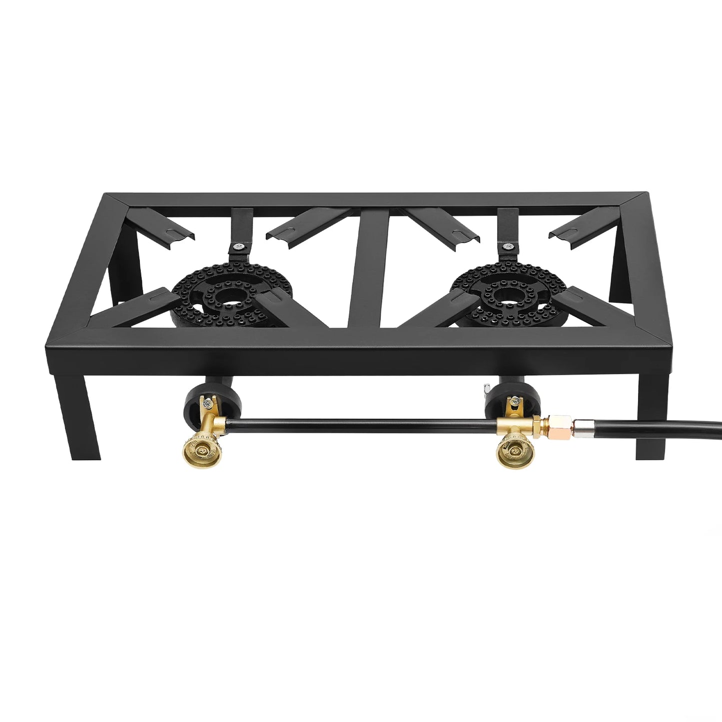 8000W Portable Double Burner Outdoor Gas Stove With 0 To 10 PSI Regulator Hose
