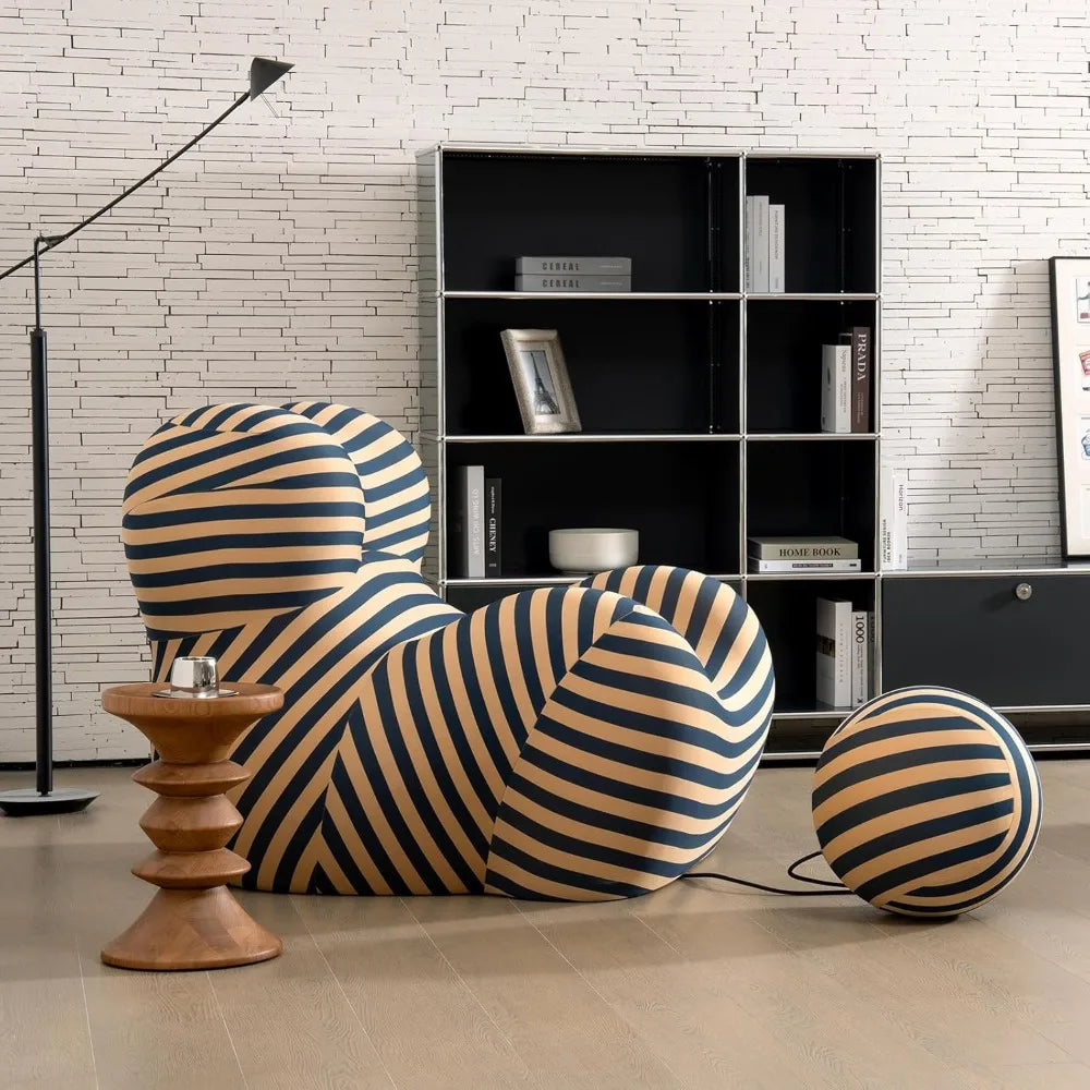 ZHUOTING Sofa Chair With Round Ottoman Modern Single Sofa