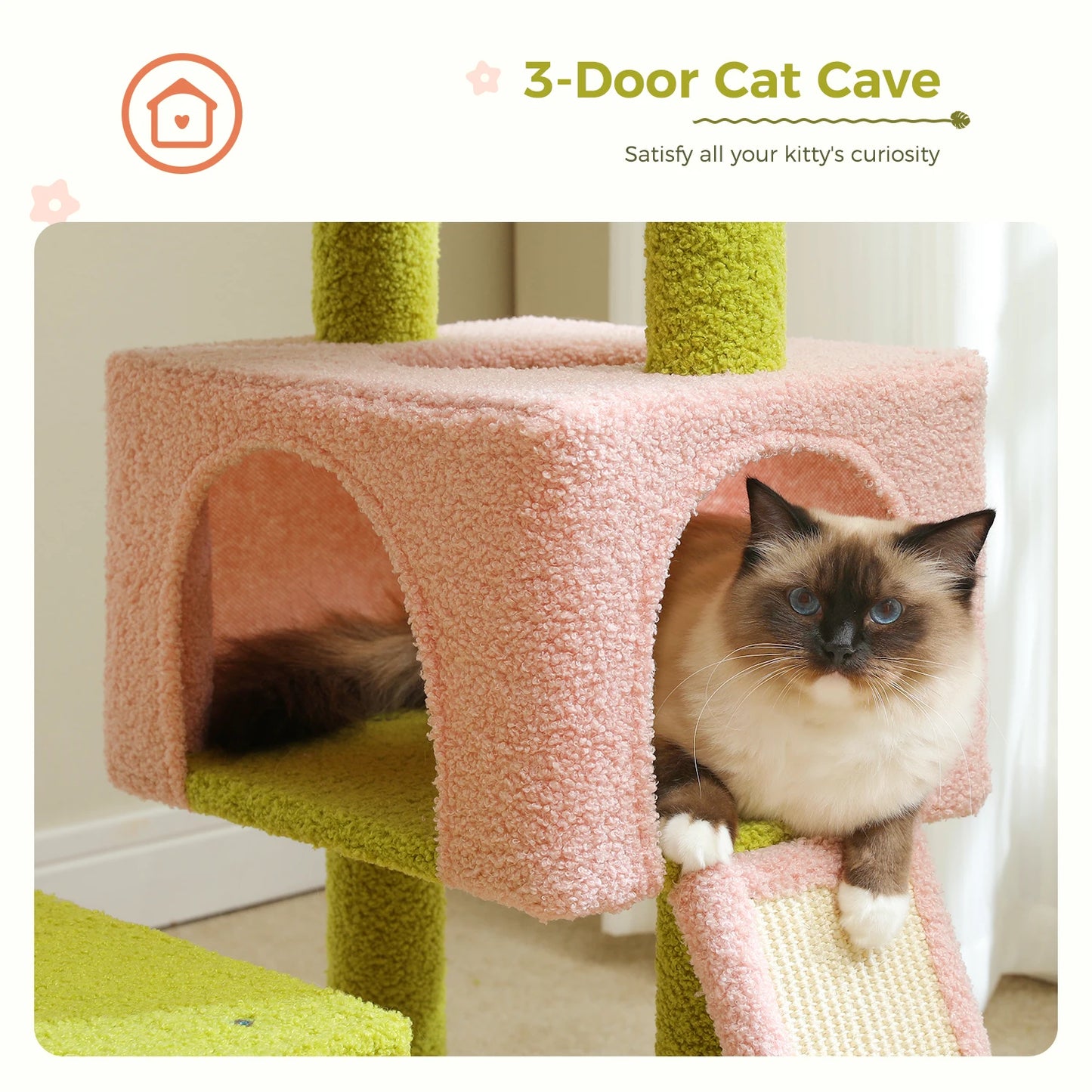 PAWZ Road Flower Cat Tree Multi Level Cat Tower With Sisal Scratching Posts