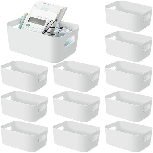 12-Pack Plastic Storage Bins With Handles For Home Organization
