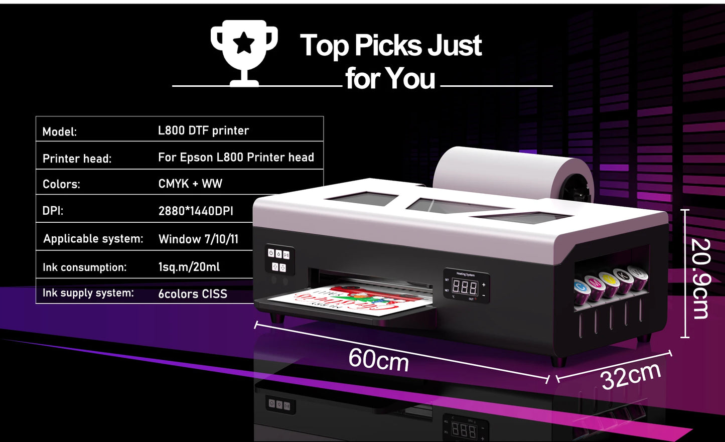GMXZEC DTF Printer For Epson L805 Direct To Film Transfer