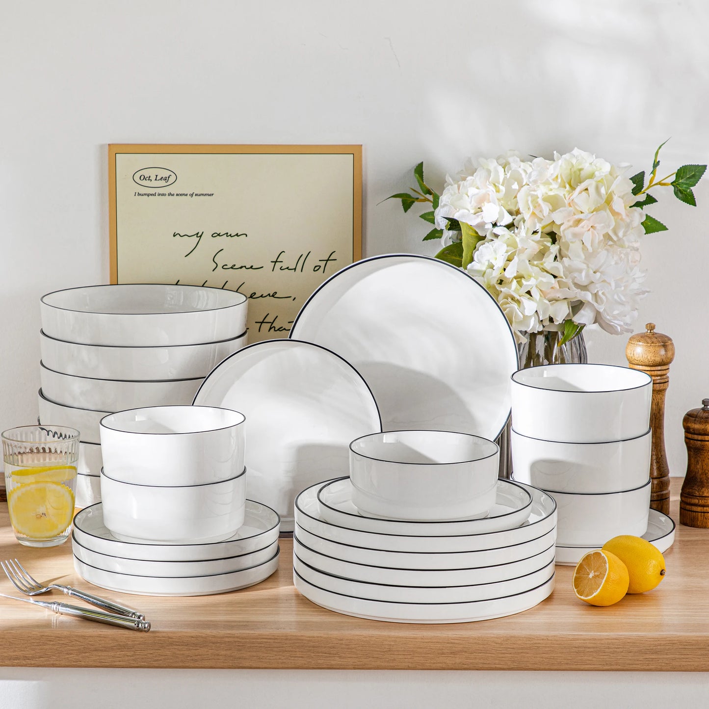 MALACASA Ceramic Dinner Plates Set 12 To 24 Piece Dinnerware