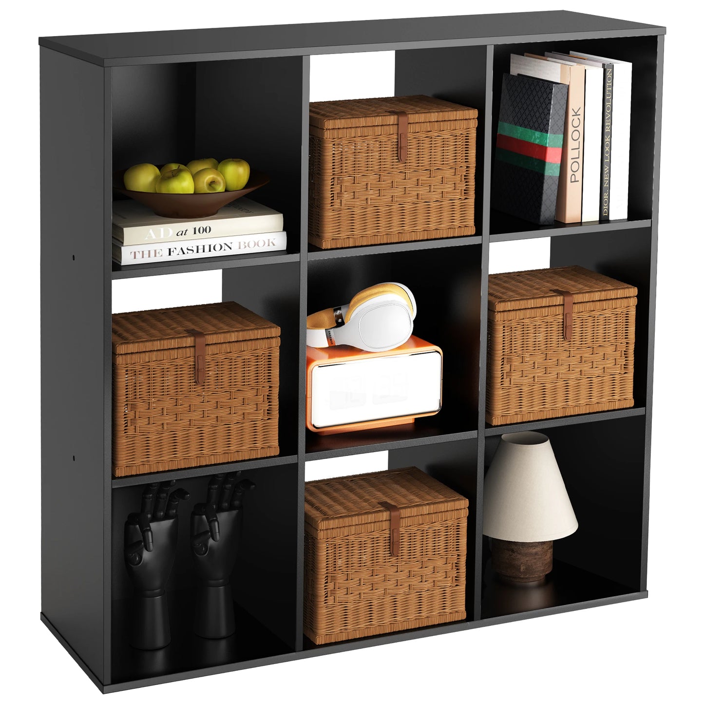 JHK 9 Cube Wood Storage Organizer Bookcase Open Shelf Living Room Home Office