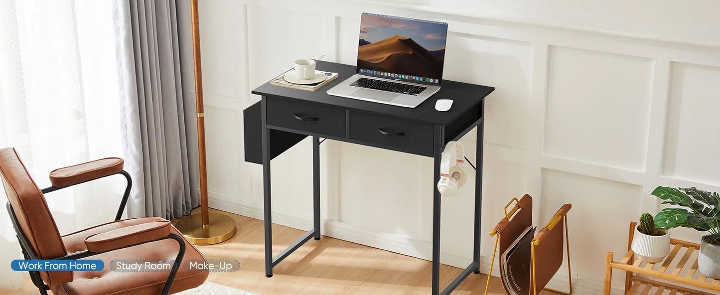 JHK Modern Office Desk Fabric Storage Drawers And Metal Frame