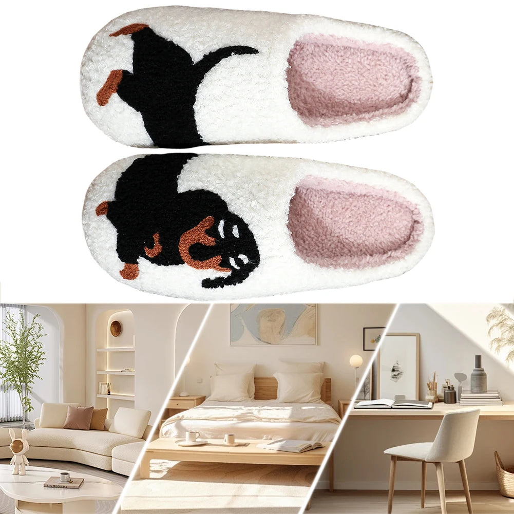 Shunmaii Plush Dachshund Slippers Women Indoor Cozy Warm