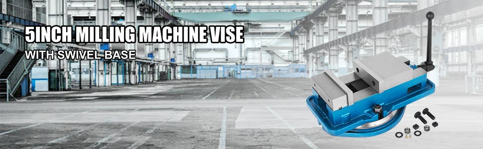SucceBuy 3 Inch / 5 Inch Jaw Width Heavy Duty Milling Vise Bench Clamp Vise High Precision, 360 Degree Swiveling Base CNC Vise