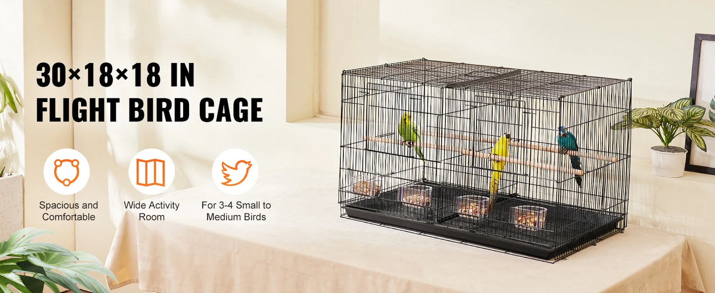 SucceBuy Stackable Flight Bird Cage With Divider For Travel Perch