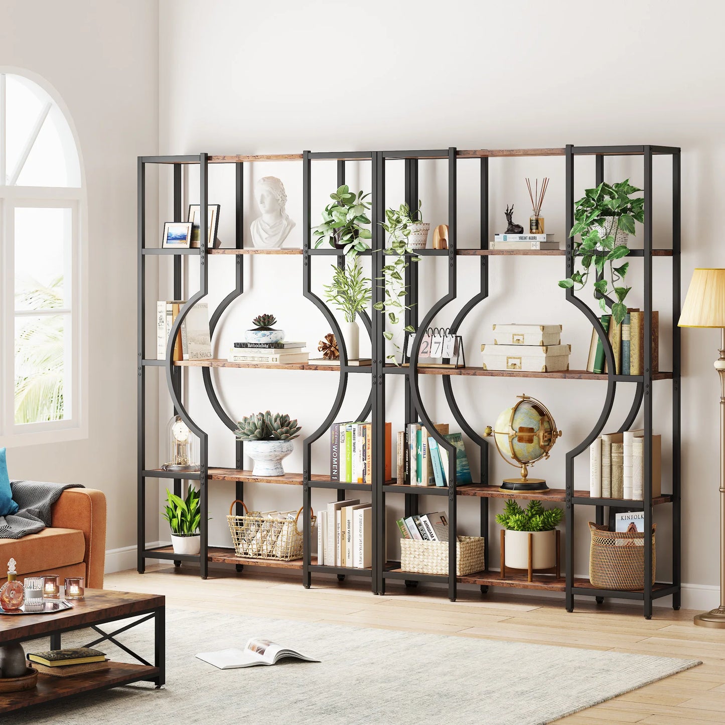 Tribesigns 5 Tier Industrial Bookshelf Etagere Freestanding Bookcase