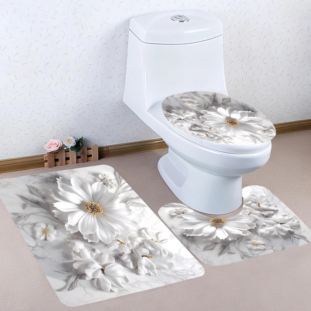 Flower Mood Four Piece Set Avant Garde Waterproof Shower Curtain