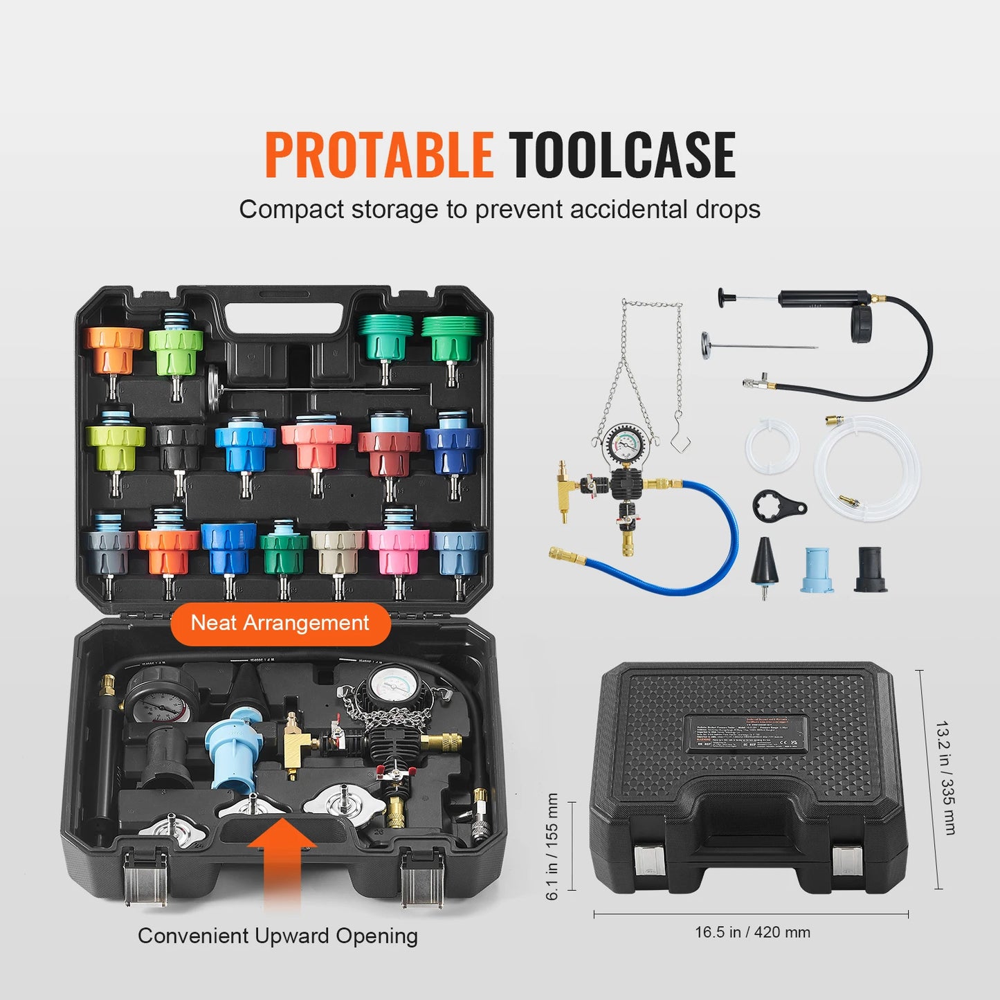 SucceBuy 28 Piece Universal Radiator Pressure Tester Kit Manual Pump