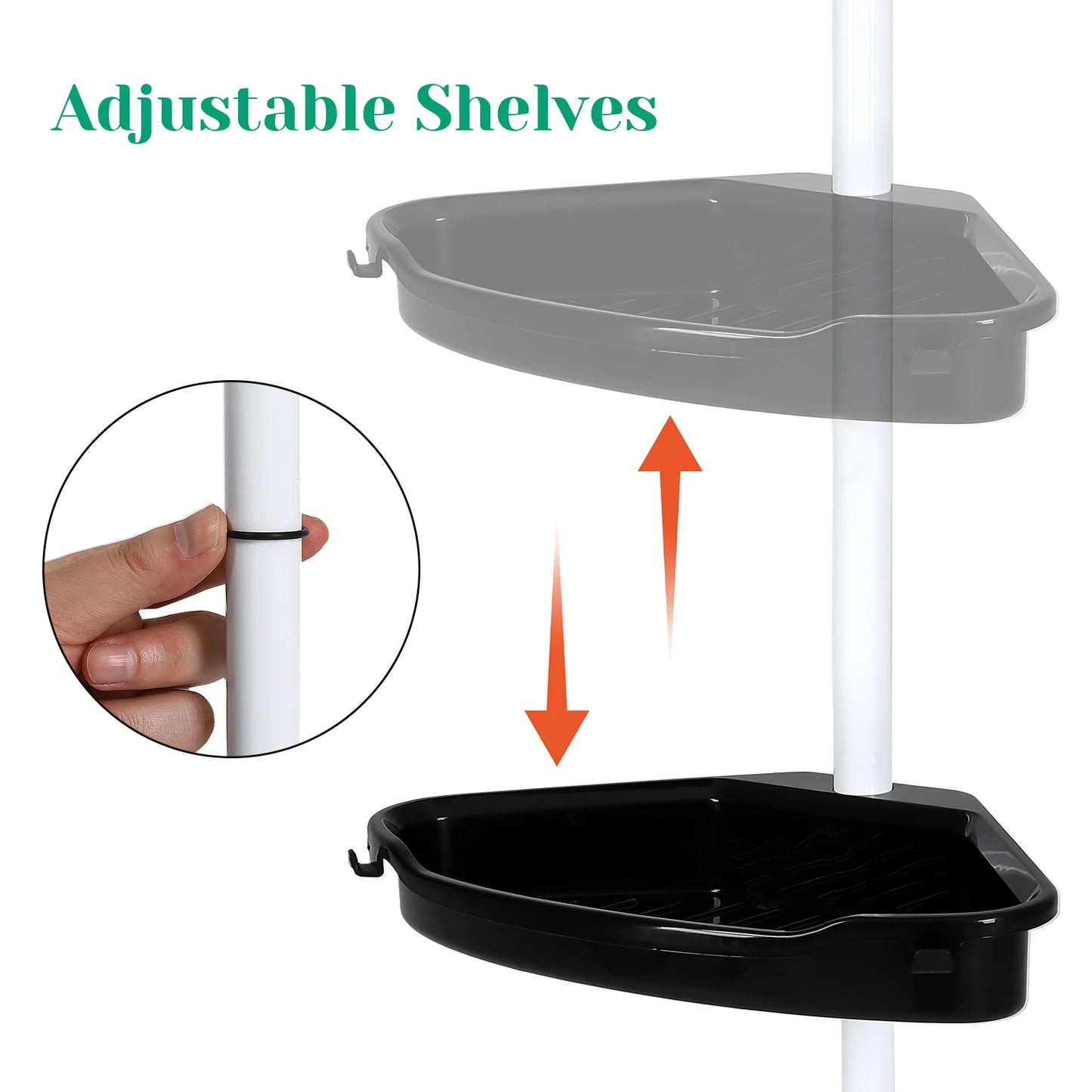 HiMISS Corner Shower Caddy With Tension Pole 4 Tier Organizer
