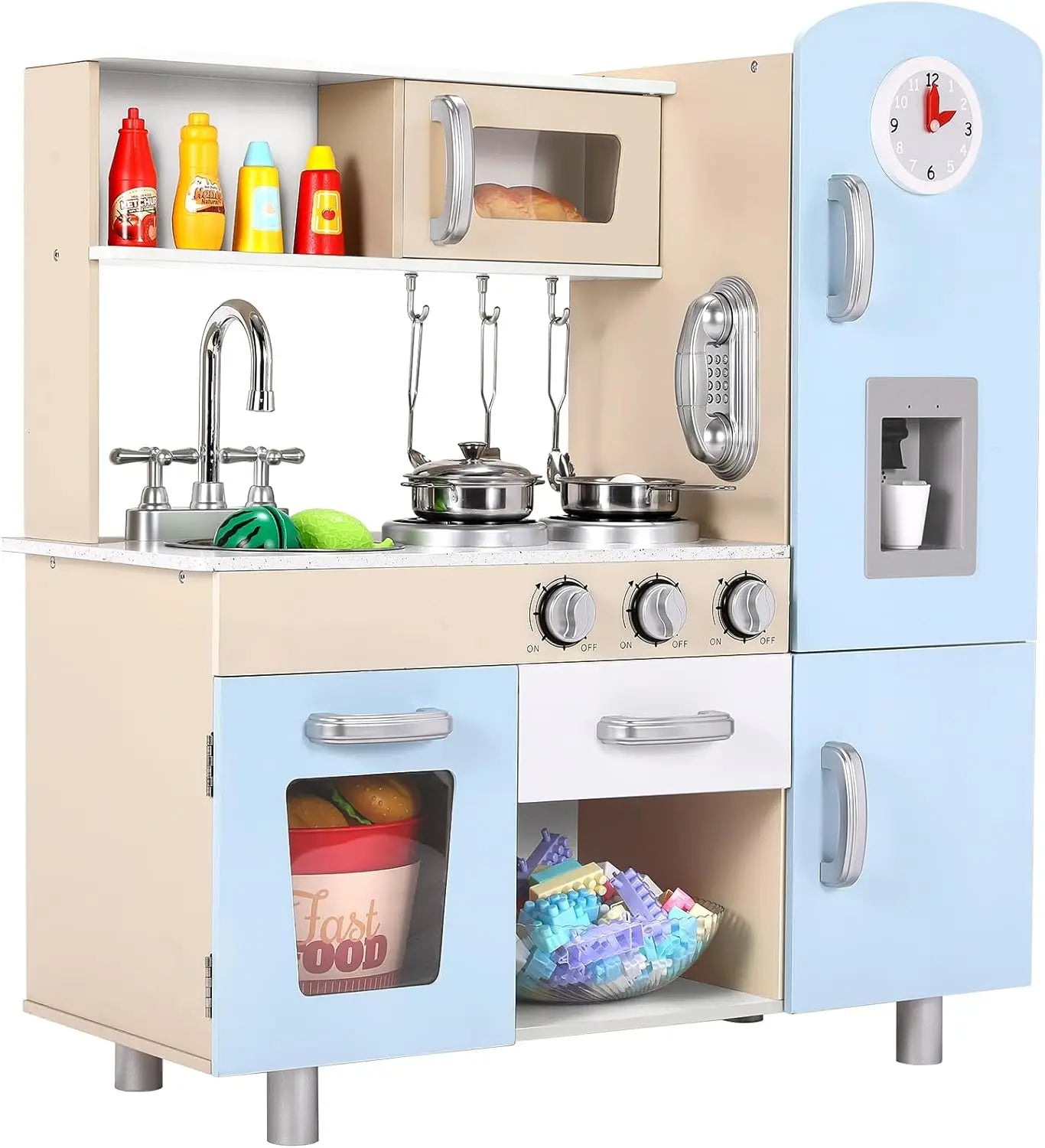 Wooden Pretend Play Kitchen Set With Lights And Sounds
